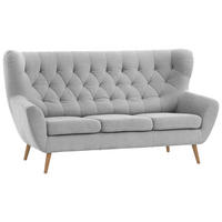 3-SITZER-SOFA Skagen Flachgewebe Grau  - Grau, Design, Holz/Textil (187/101/95cm) - Stylife
