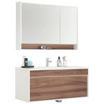 BADEZIMMER  in 120 cm  - Nussbaumfarben/Weiß, KONVENTIONELL, Glas/Holzwerkstoff (120cm) - Voleo