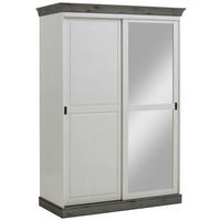 SCHIEBETÜRENSCHRANK 150/220/69 cm 2-türig Grau, Weiß  - Messingfarben/Weiß, ROMANTIK / LANDHAUS, Glas/Holz (150/220/69cm) - Boxxx