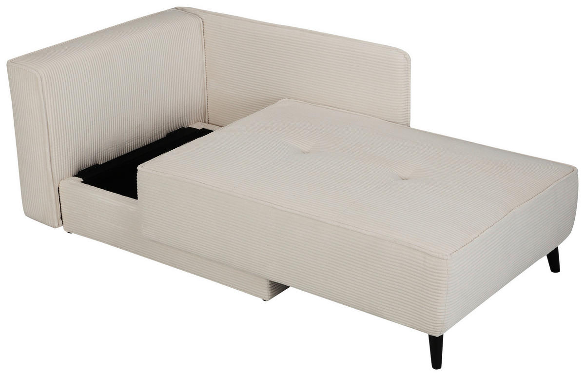 RÉCAMIERE ELIO Creme Cord  inkl. Zierkissen, Rückenkissen  - Creme/Schwarz, Design, Holz/Kunststoff (97/79/150cm) - P & B