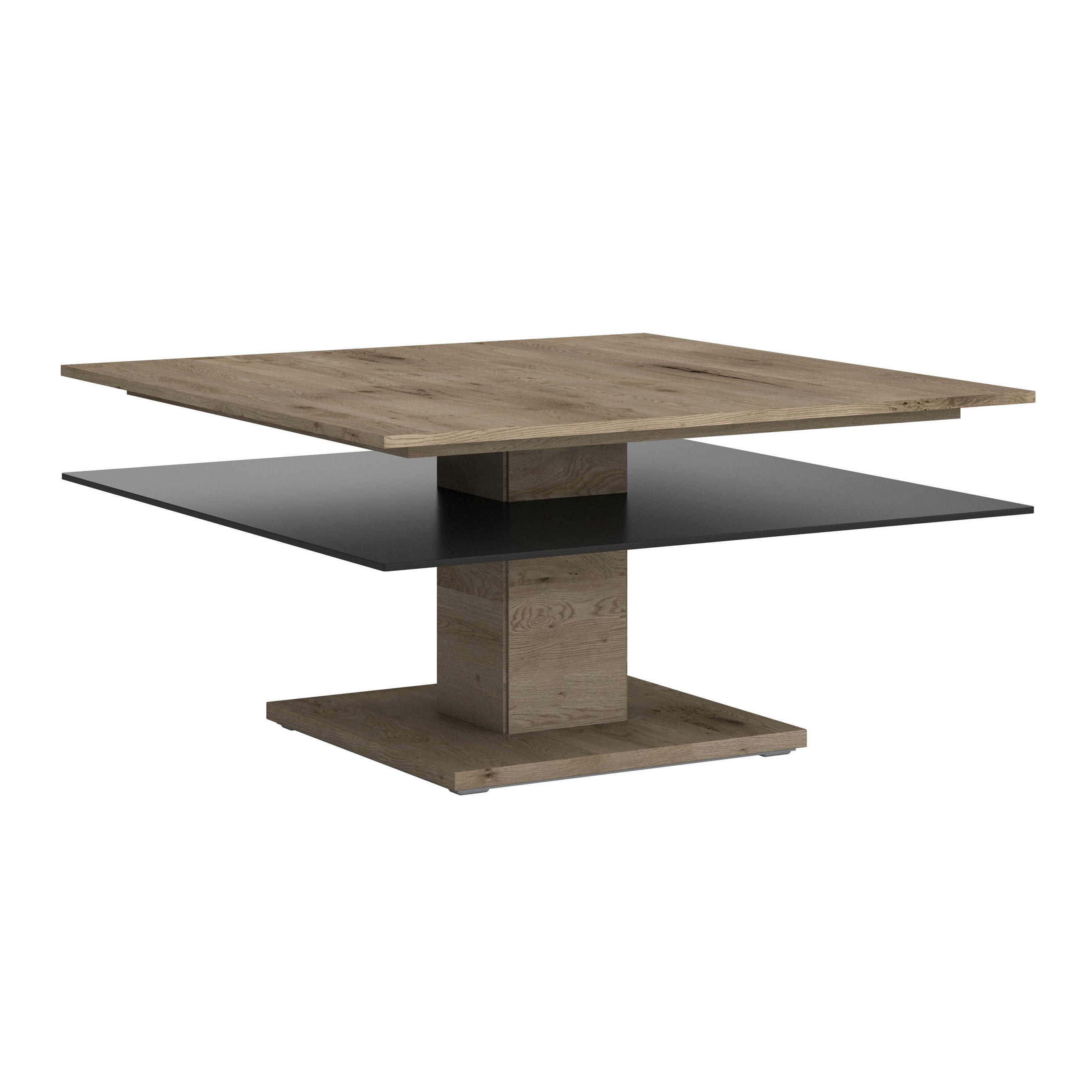 COUCHTISCH Altholz, Eiche massiv Farbglas 90/90/46 cm quadratisch Anthrazit, Eichefarben  - Eichefarben/Anthrazit, Design, Glas/Holz (90/90/46cm) - Voglauer