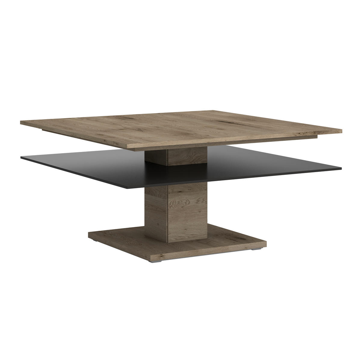 COUCHTISCH in Holz, Glas 90/90/46 cm  - Eichefarben/Anthrazit, Design, Glas/Holz (90/90/46cm) - Voglauer