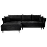 ECKSOFA Schwarz Chenille  - Schwarz, KONVENTIONELL, Holz/Textil (160/290cm) - Carryhome