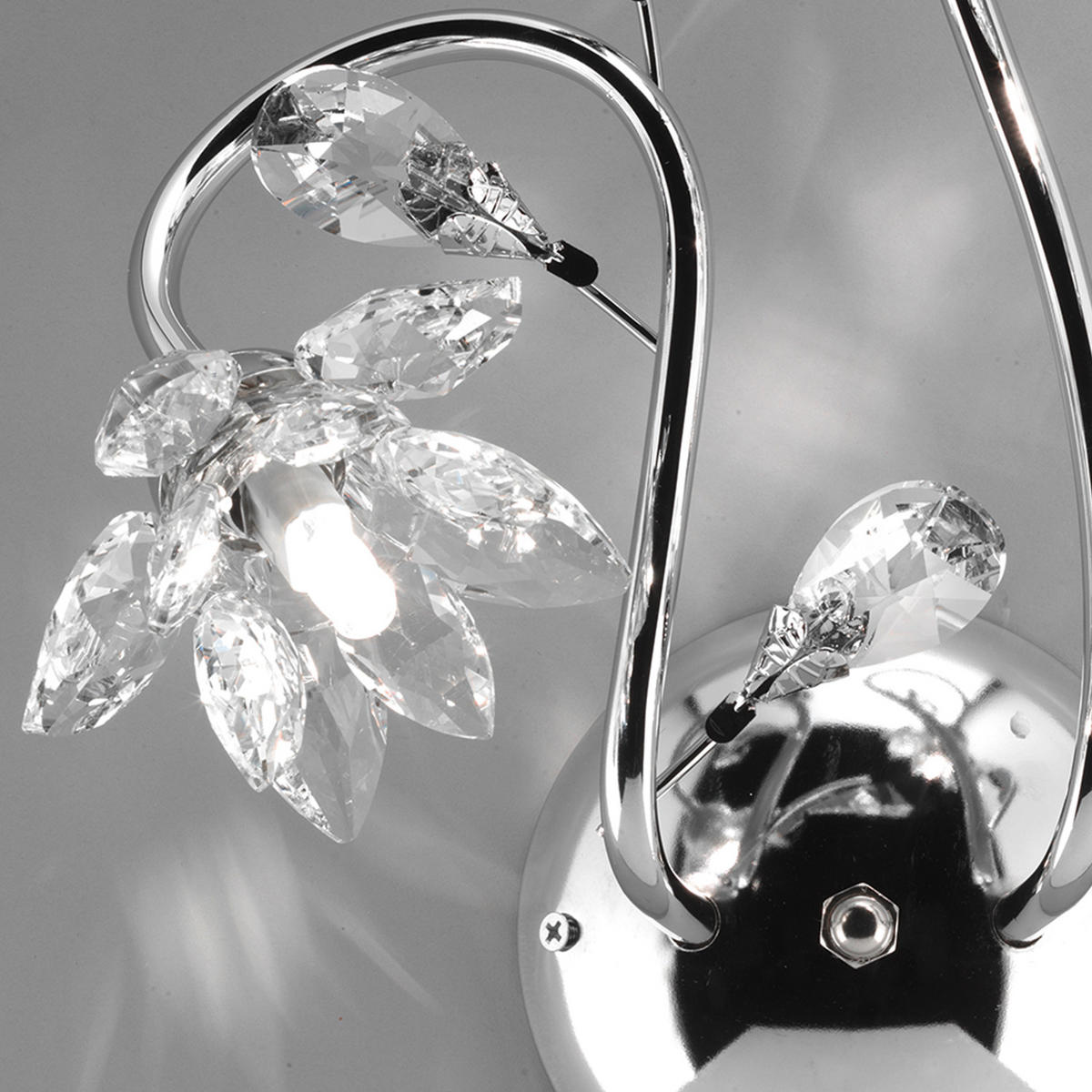 WANDLEUCHTE 25/35 cm   - Chromfarben, KONVENTIONELL, Glas/Metall (25/35cm)