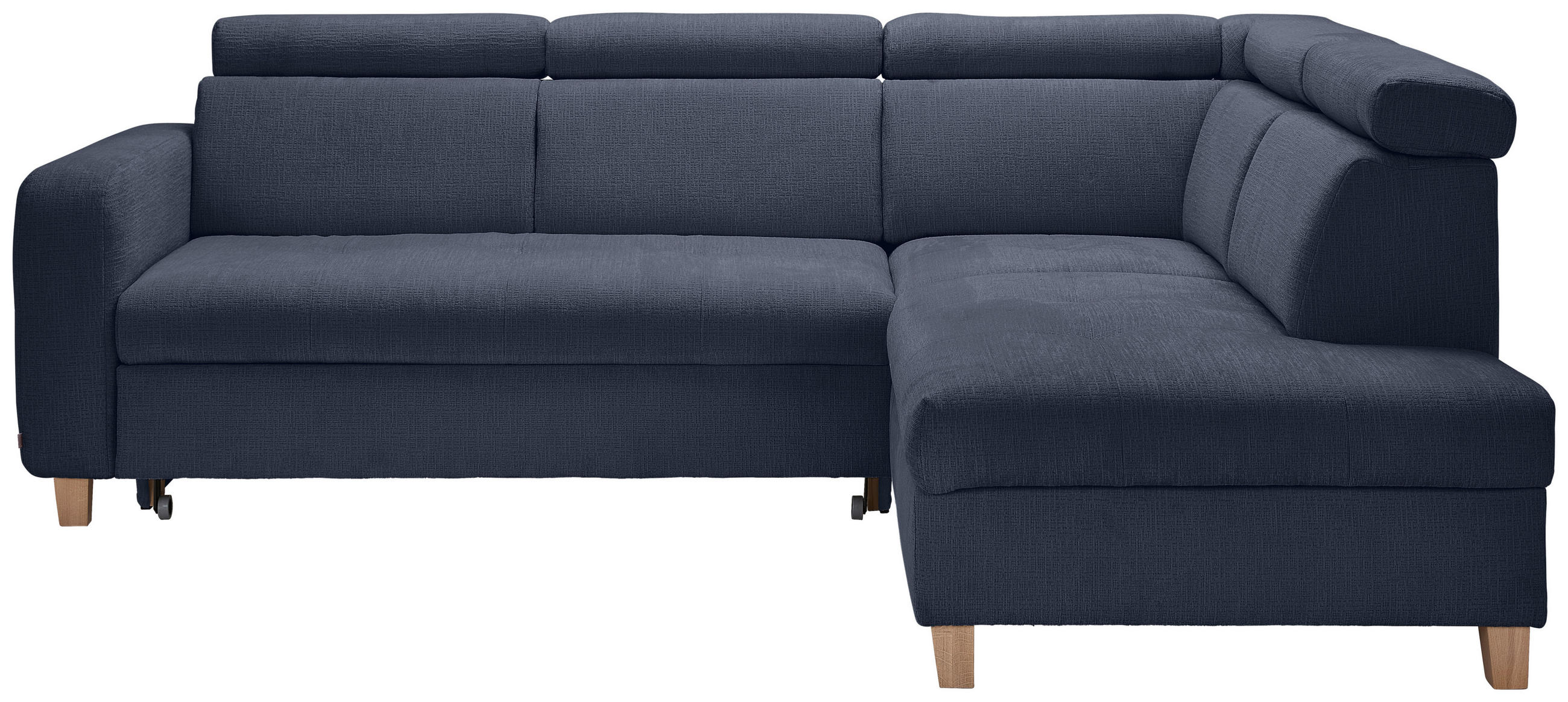 ECKSOFA inkl. Funktionen Dunkelblau Samt  - Bronzefarben/Dunkelblau, Design, Holz/Textil (261/206cm) - Venda