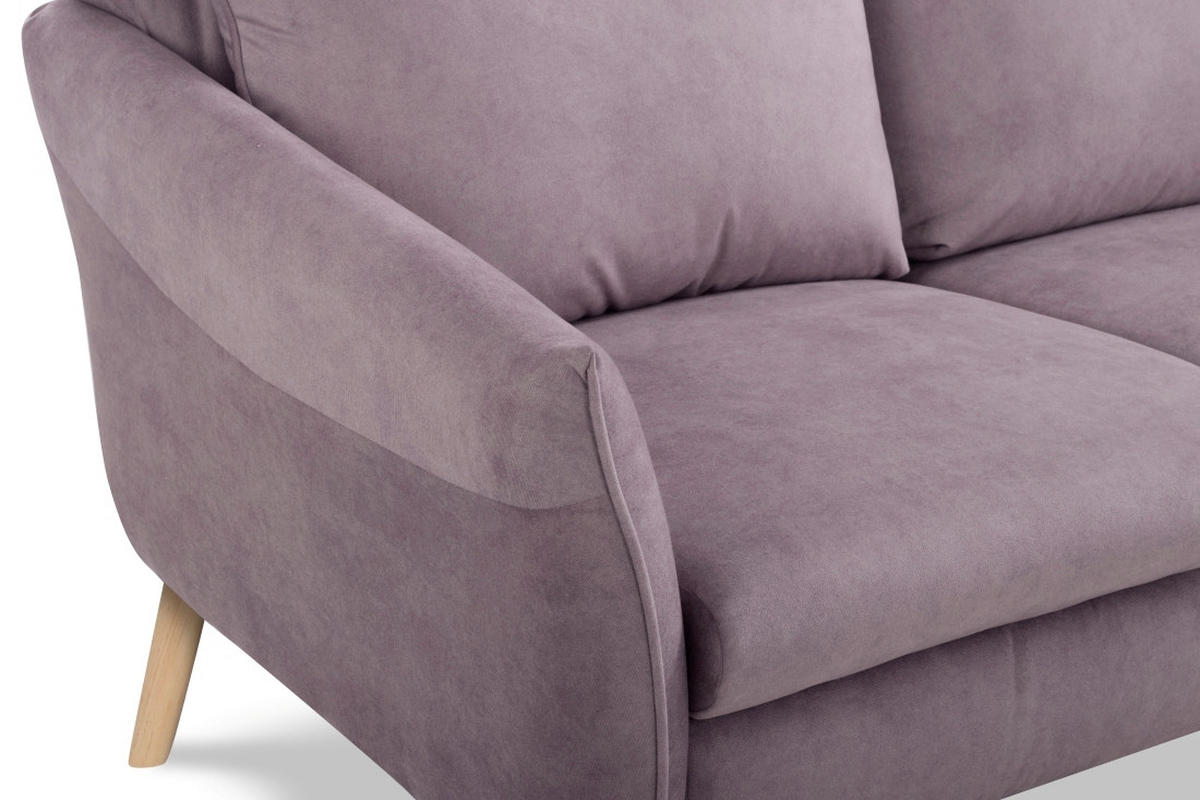 3-SITZER-SOFA Mikrofaser Rosa  - Buchefarben/Rosa, Design, Holz/Textil (202cm) - Livetastic