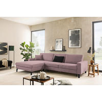 ECKSOFA in Cord Altrosa  - Schwarz/Altrosa, Design, Textil/Metall (185-209/298cm) - Pure Home Lifestyle