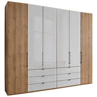 FALTTÜRENSCHRANK in Weiss, Eiche Bianco  - Schieferfarben/Weiss, Konventionell, Glas/Holzwerkstoff (250/216/58cm) - Dieter Knoll