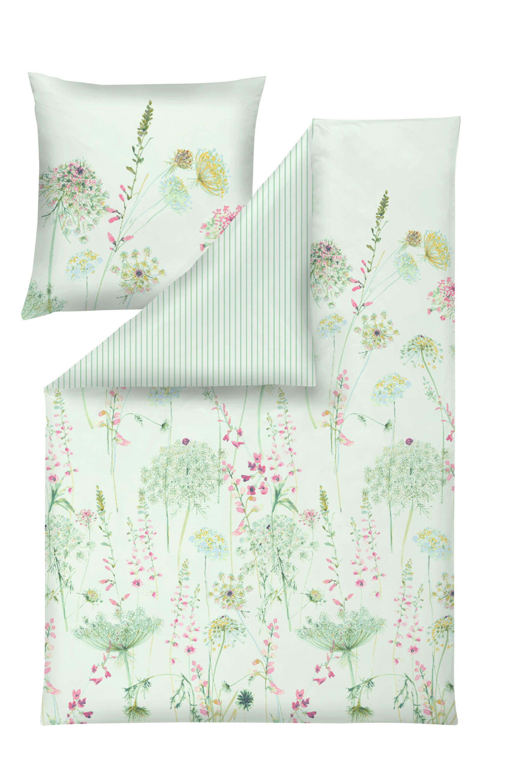 BETTWÄSCHE Impulse Makosatin 135/200 cm  - Grün, Design, Textil (135/200cm) - Estella