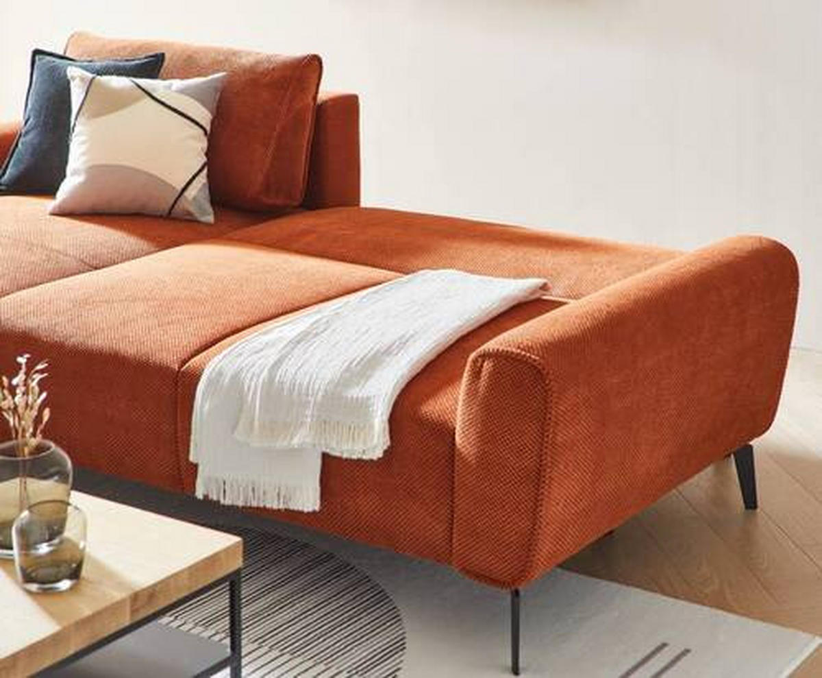 ECKSOFA in Webstoff Kupferfarben  - Schwarz/Kupferfarben, Design, Textil/Metall (170/272cm) - Welnova