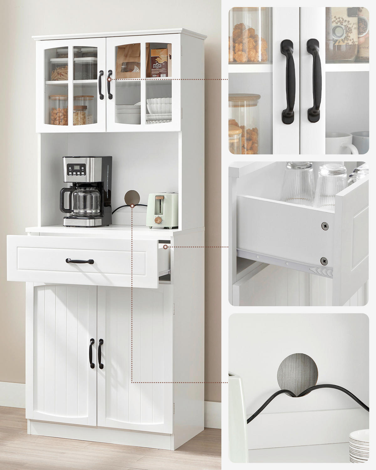 BUFFET 73/179,8/41,5 cm  in Weiß  - Schwarz/Weiß, Trend, Holzwerkstoff/Metall (73/179,8/41,5cm) - Boxxx