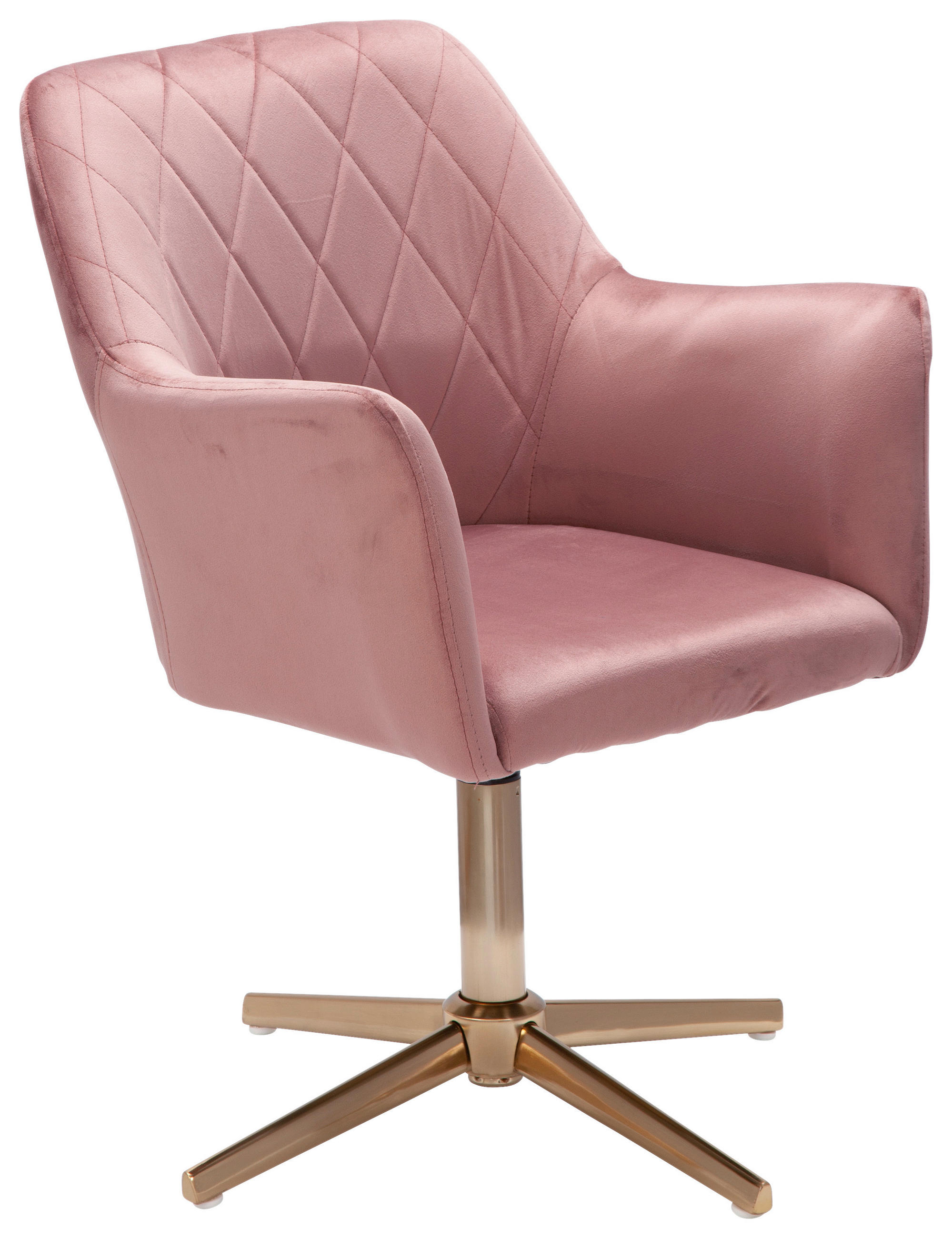 ARMLEHNSTUHL   Samt  - Goldfarben/Rosa, KONVENTIONELL, Textil/Metall (55/97/55cm) - MID.YOU