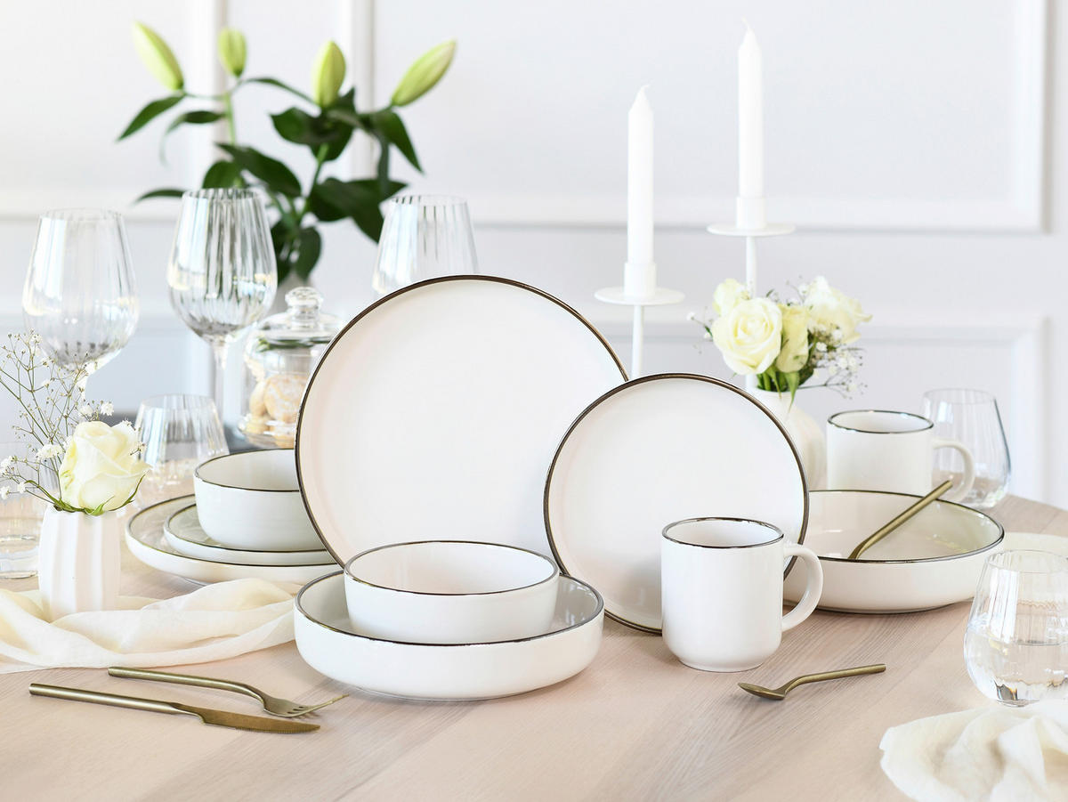 KOMBISERVICE Nordic Festive Creme 10-teilig  - Goldfarben/Creme, Basics, Keramik - Creatable