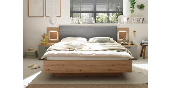 BETTANLAGE 180/200 cm  in Grau, Salbeigrün, Eiche Artisan  - Salbeigrün/Eiche Artisan, KONVENTIONELL, Holzwerkstoff/Textil (180/200cm) - Xora