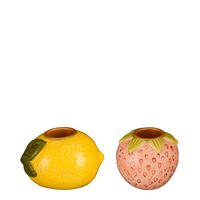 SVEČNIK - rumena/pink, Basics, keramika (5/7cm)