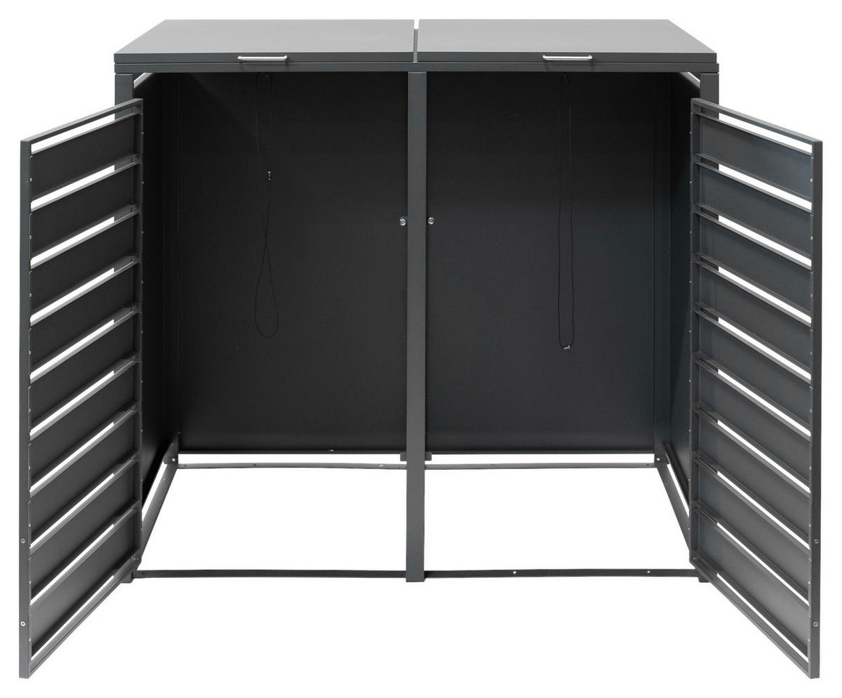 MÜLLTONNENBOX - Anthrazit/Naturfarben, Basics, Metall (80/116/132cm) - Ambia Garden