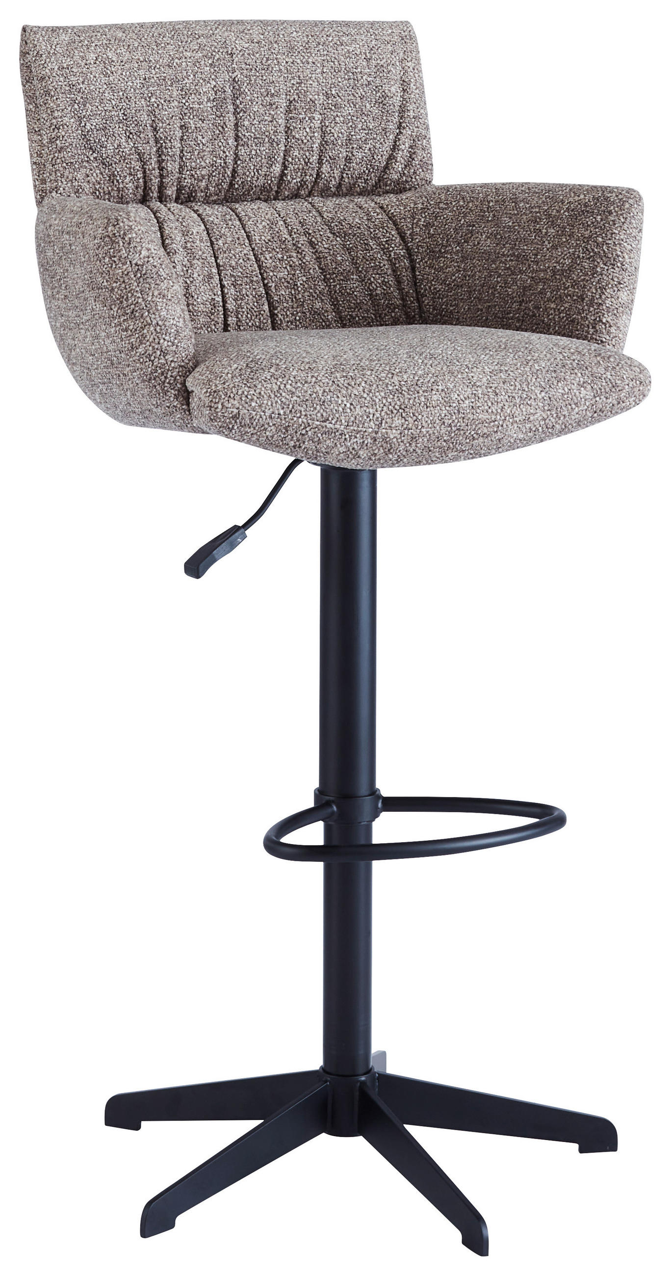 BARHOCKER Leinenoptik Cappuccino Eisen Sitzfläche 360° drehbar, automatische Rückholfunktion  - Schwarz/Cappuccino, Design, Textil/Metall (58/88-112/58cm) - Dieter Knoll
