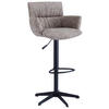 BARHOCKER Leinenoptik Cappuccino Eisen Sitzfläche 360° drehbar, automatische Rückholfunktion  - Schwarz/Cappuccino, Design, Textil/Metall (58/88-112/58cm) - Dieter Knoll