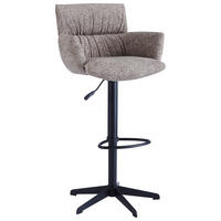 BARHOCKER Leinenoptik Cappuccino Eisen Sitzfläche 360° drehbar, automatische Rückholfunktion  - Schwarz/Cappuccino, Design, Textil/Metall (58/88-112/58cm) - Dieter Knoll