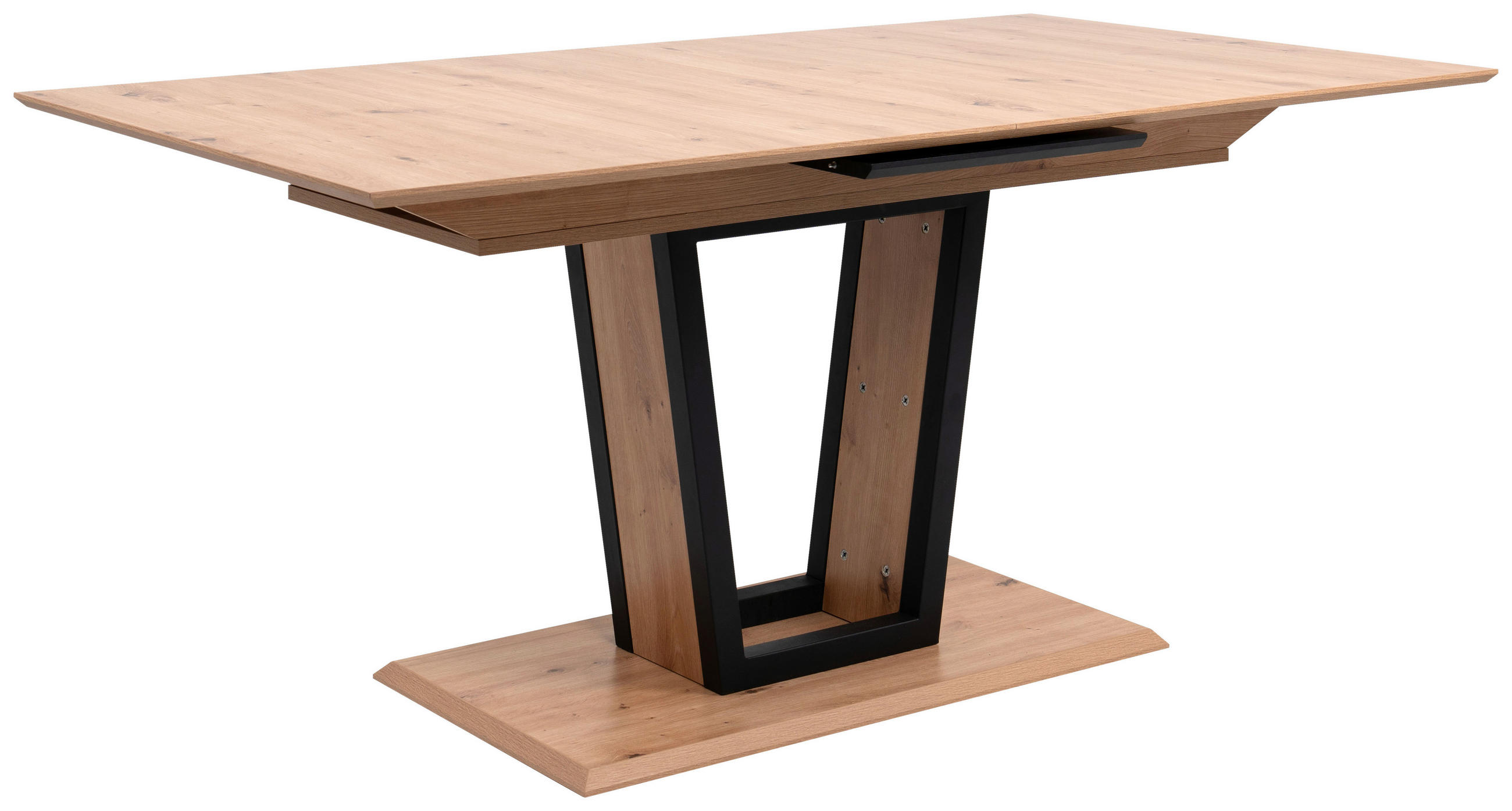 ESSTISCH Schwarz, Eiche Artisan rechteckig  ausziehbar  - Schwarz/Eiche Artisan, MODERN, Holzwerkstoff/Metall (160-200/90/76cm) - MID.YOU