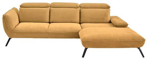 ECKSOFA Currygelb Cord  - Currygelb/Schwarz, Design, Textil/Metall (301/202cm) - Moderano