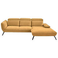 ECKSOFA in Cord Currygelb  301/202 cm  - Currygelb/Schwarz, Design, Textil/Metall (301/202cm) - Moderano