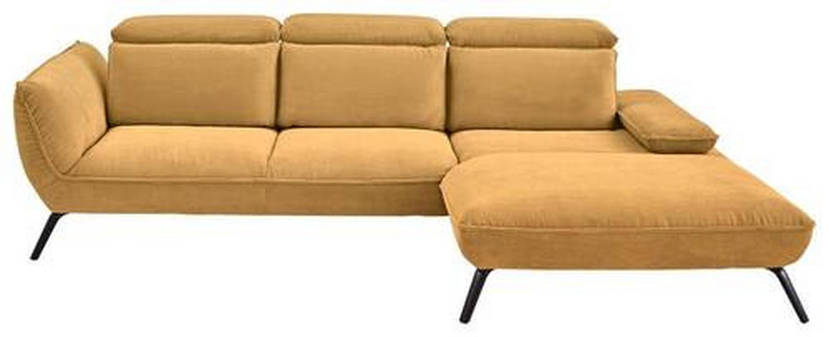 ECKSOFA in Cord Currygelb  301/202 cm  - Currygelb/Schwarz, Design, Textil/Metall (301/202cm) - Moderano
