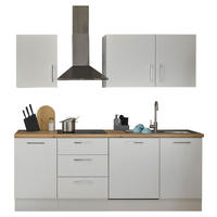 BUCĂTĂRIE FĂRĂ ELECTROCASNICE  - alb/culoare crom, Trend, metal/material pe bază de lemn (220cm) - MID.YOU