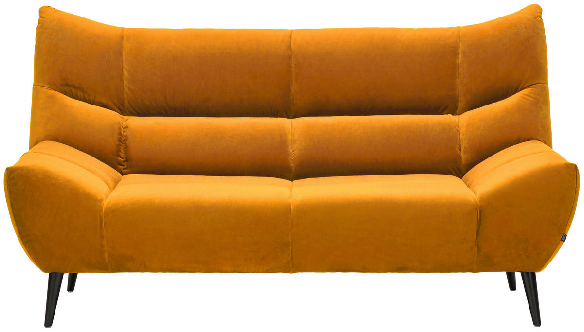 2-SITZER-SOFA in Mikrofaser Currygelb  - Currygelb/Schwarz, Design, Textil/Metall (190/106/99cm) - Xora