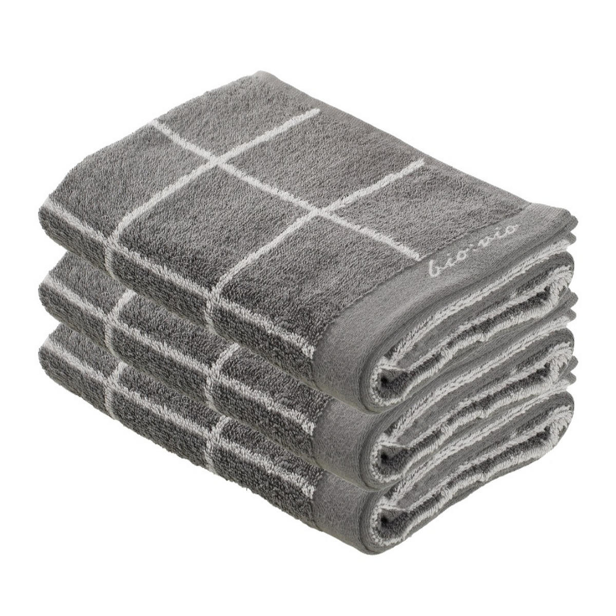 FROTTIERSET CHAMP Silberfarben, Anthrazit 3-teilig  - Anthrazit/Silberfarben, Natur, Textil (30/50cm) - Bio:Vio
