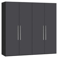 DREHTÜRENSCHRANK  in Anthrazit, Schwarz  - Edelstahlfarben/Anthrazit, Design, Holzwerkstoff (203/195/59cm) - Carryhome