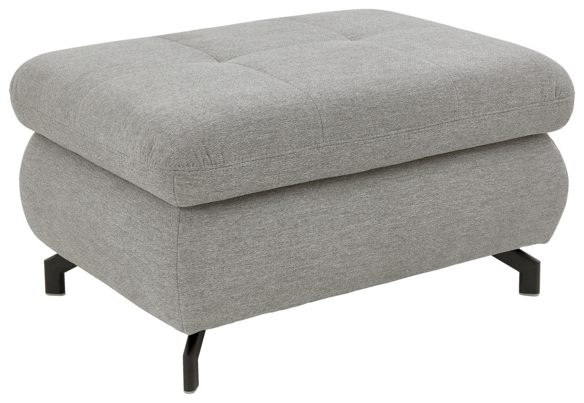 HOCKER Chenille Hellgrau  - Hellgrau/Schwarz, Design, Textil/Metall (90/48/65cm) - Beldomo Style