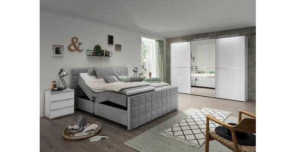 SCHWEBETÜRENSCHRANK  in Weiß  - Chromfarben/Weiß, Design, Glas/Holzwerkstoff (280/222/68cm) - Moderano