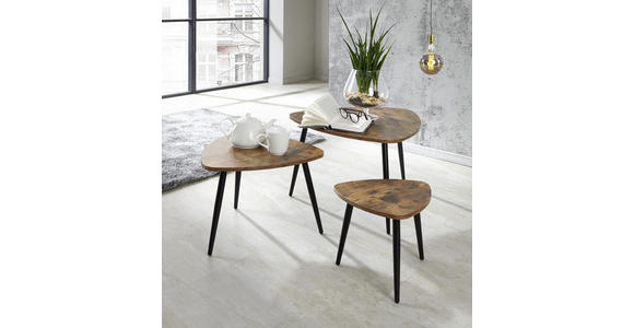 Couchtisch Holz 3er Set Rocky Naturfarben/ Schwarz - Schwarz/Naturfarben, MODERN, Holzwerkstoff/Metall (62/48/34,5/41/35/30cm) - Luca Bessoni