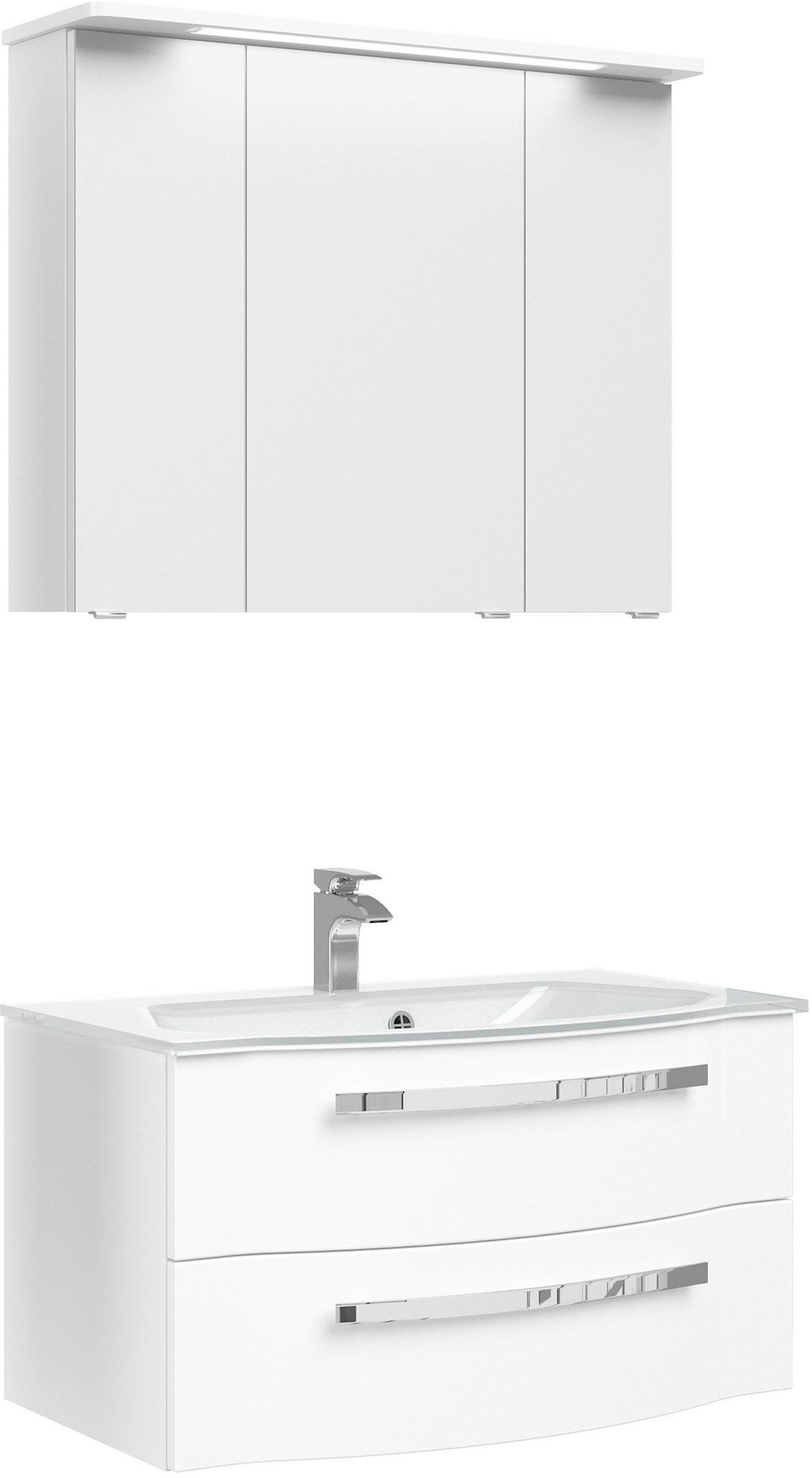 BADEZIMMER 3-teilig  in 92 cm  - Chromfarben/Weiß Hochglanz, Basics, Glas/Holzwerkstoff (92cm) - Sadena