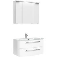 BADEZIMMER 3-teilig  in 92 cm  - Chromfarben/Weiß Hochglanz, Basics, Glas/Holzwerkstoff (92cm) - Sadena