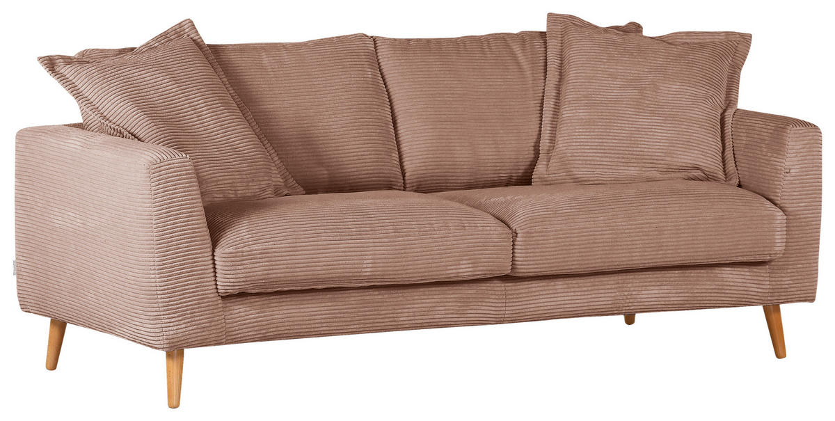 BIGSOFA in Cord Altrosa  - Altrosa/Naturfarben, ROMANTIK / LANDHAUS, Holz/Textil (220/69/100cm) - Landscape