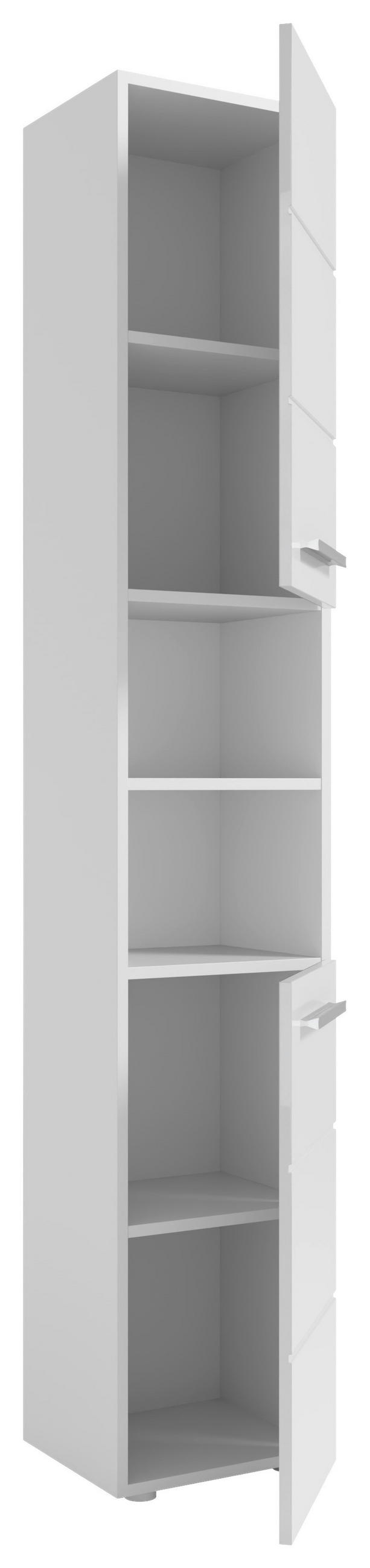 HOCHSCHRANK 34/190/31 cm  - Chromfarben/Weiß Hochglanz, MODERN, Holzwerkstoff/Kunststoff (34/190/31cm) - MID.YOU