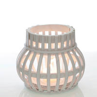 STOJAN NA SVÍČKU  dřevo, sklo - bílá, Basics, dřevo/sklo (15,5/13,5cm)