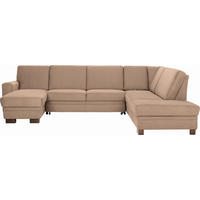 WOHNLANDSCHAFT Beige Flachgewebe  - Beige/Braun, Design, Holz/Textil (163/319/241cm) - Beldomo System
