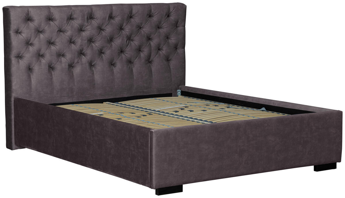 POLSTERBETT 180/200 cm  in Anthrazit  - Anthrazit/Schwarz, Design, Holz/Textil (180/200cm) - Boxxx