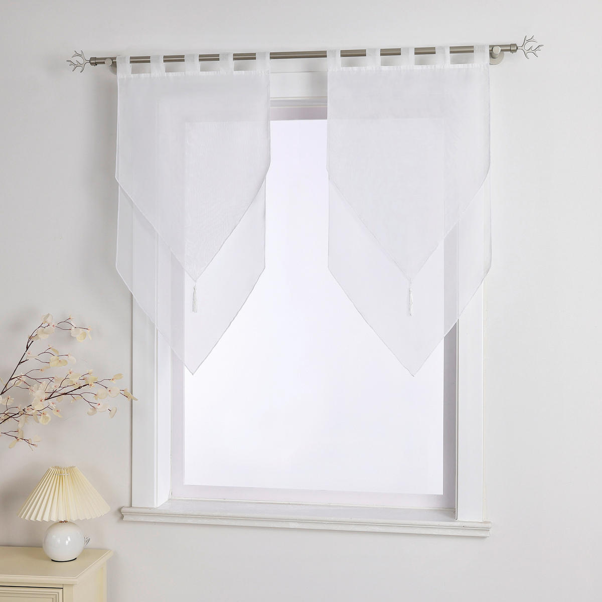 KURZGARDINE   45/90 cm   - Weiß Hochglanz, Basics, Textil (45/90cm) - Joyswahl