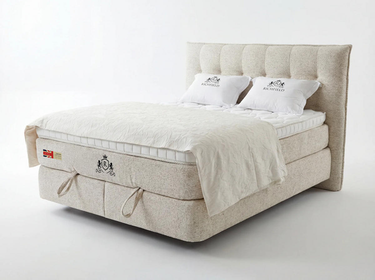 Pat Boxspring, 160/200 cm, bej - bej/negru, Basics, metal/textil (160/200cm) - Voleo