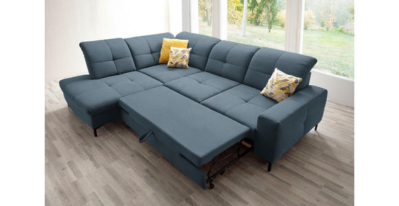 ECKSOFA in Chenille Blau 240/308 cm - Blau/Schwarz, Design, Textil/Metall (240/308cm) - Xora
