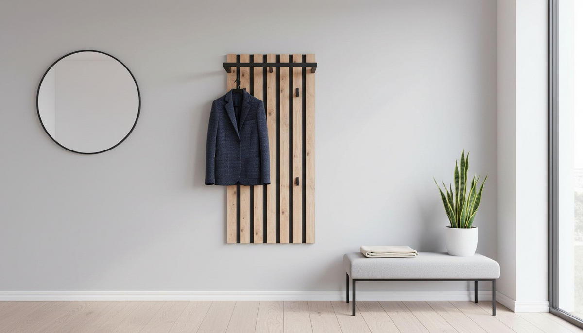 NÁSTĚNNÁ ŠATNA, 45/90/23 cm - černá/hnědá, Design, kompozitní dřevo (45/90/23cm) - Xora