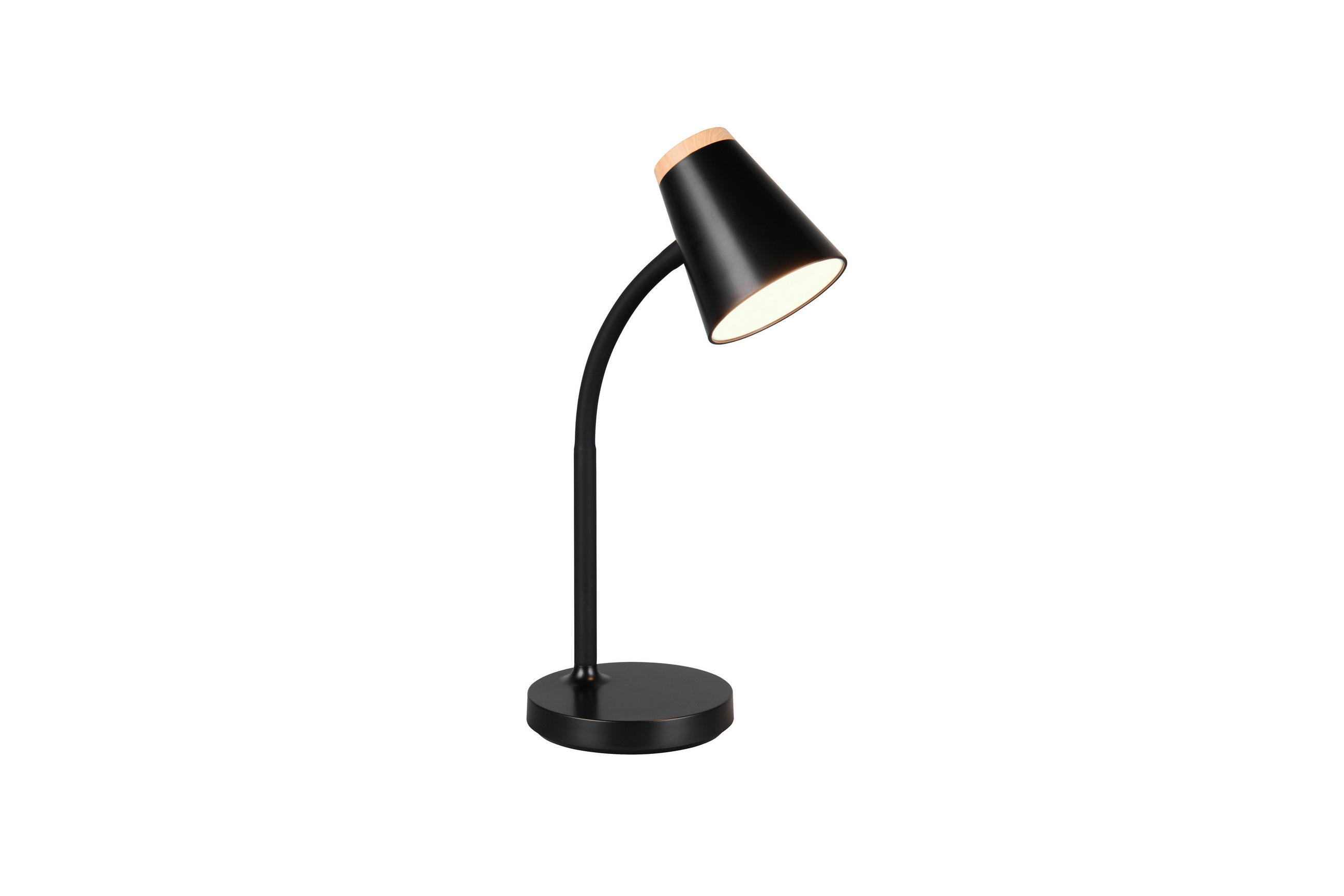 STOLNÍ LED LAMPA,  - černá/hnědá, Basics, kov/plast (36/13/23cm)