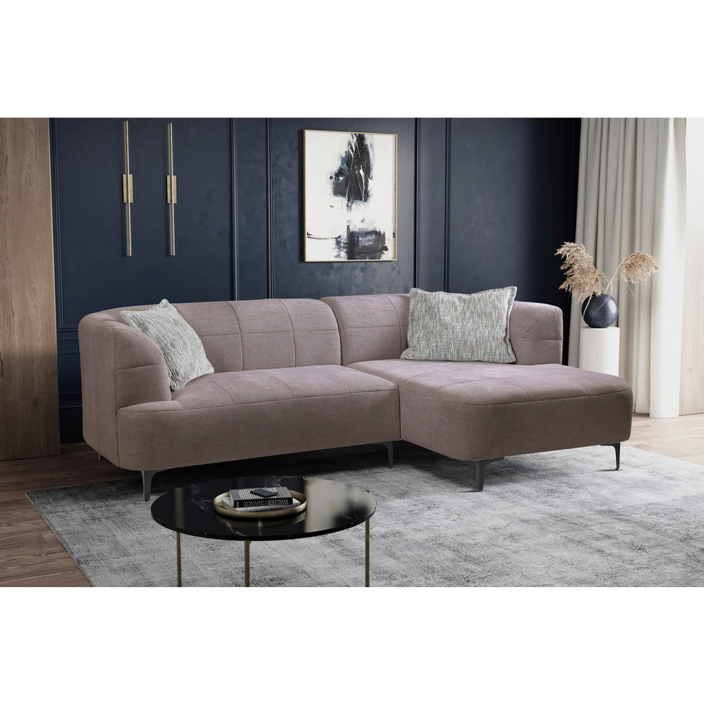 Thumbnail - Mid.you Ecksofa, Taupe, Textil, 3-Sitzer, Füllung: Polyurethan (Pur), Ottomane rechts, L-Form, 247x158 cm, Made in EU, W...
