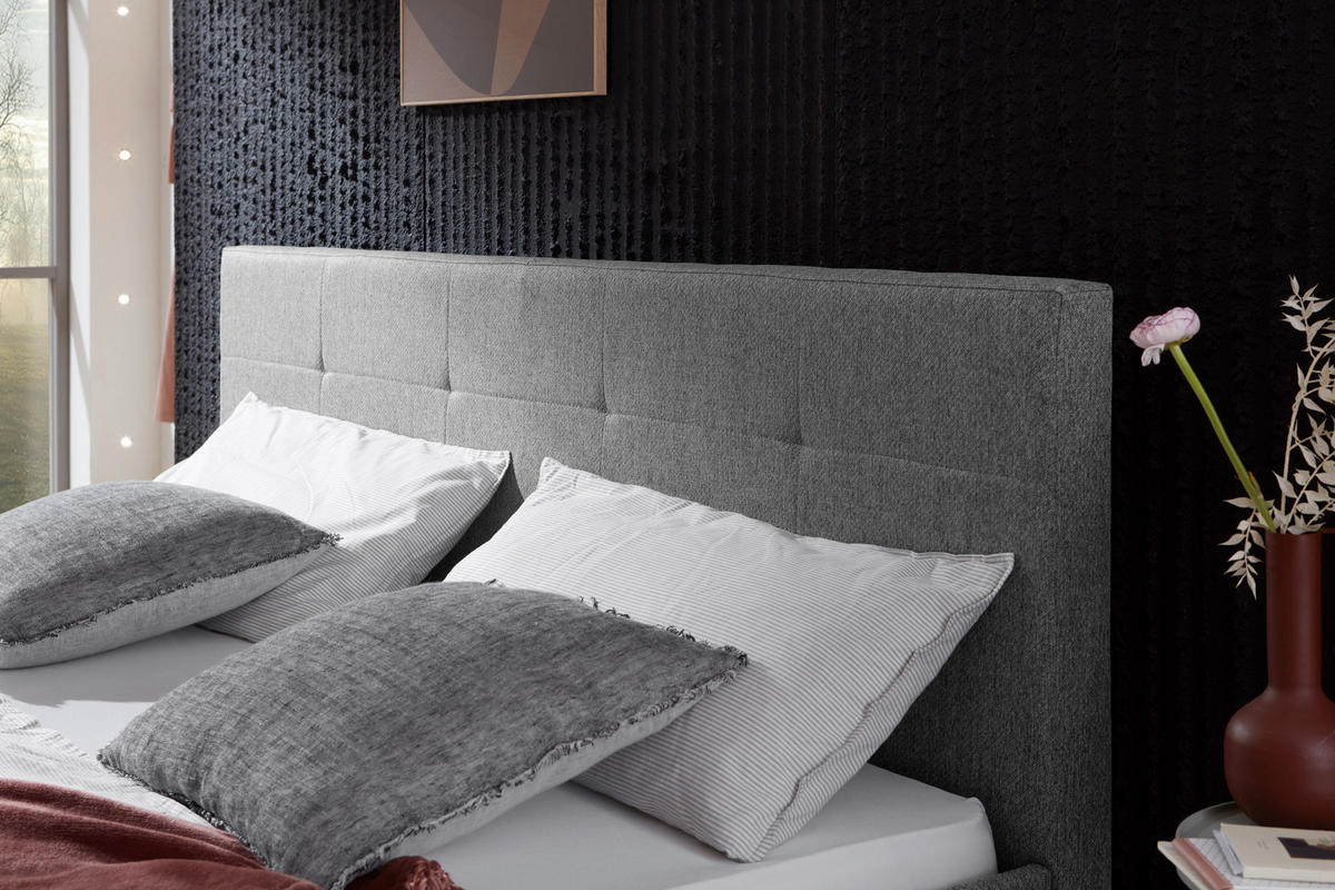 POLSTERBETT Grau 180/200 cm  - Eichefarben/Grau, Basics, Holz/Textil (180/200cm) - Boxxx