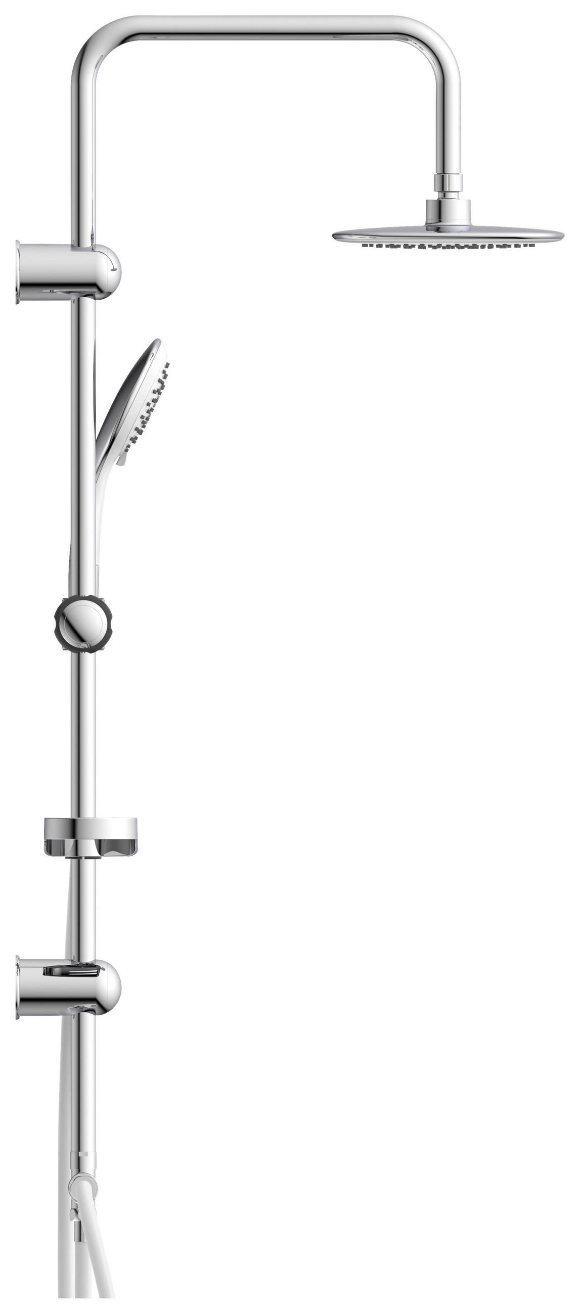 ÜBERKOPFBRAUSESET  - Chromfarben/Weiß, Basics, Kunststoff/Metall (2,2/100,5/34cm)