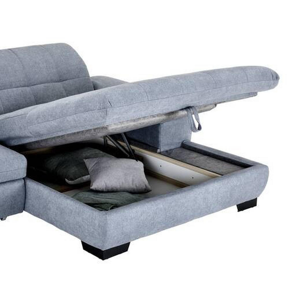 ECKSOFA in Webstoff Blaugrau  265/180 cm  - Blaugrau/Schwarz, Design, Textil/Metall (265/180cm) - Carryhome